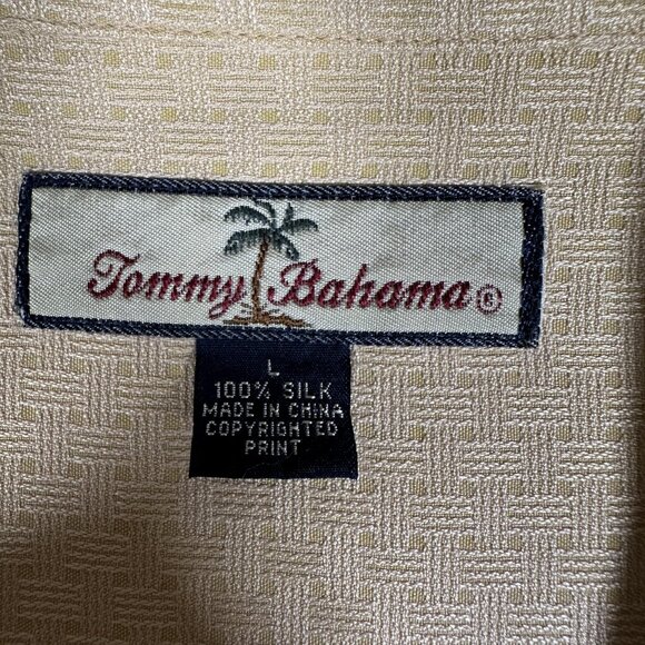 Tommy Bahama Shirt Men Size L Yellow Hawaiian Relax Short Sleeve 100% Silk - Picture 6 of 14